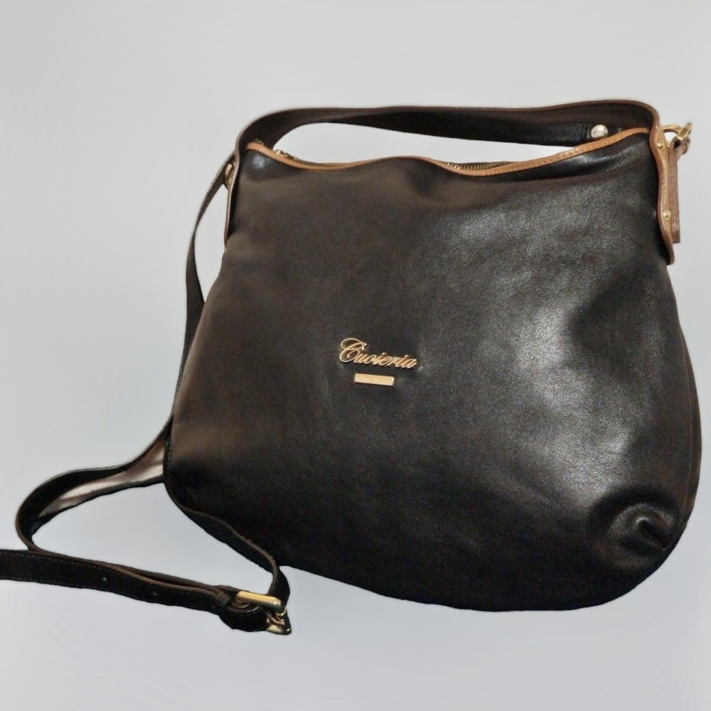 Cuoieria Fiorentina Italian Leather Shoulder Bag Embossed Mimi Large Hobo